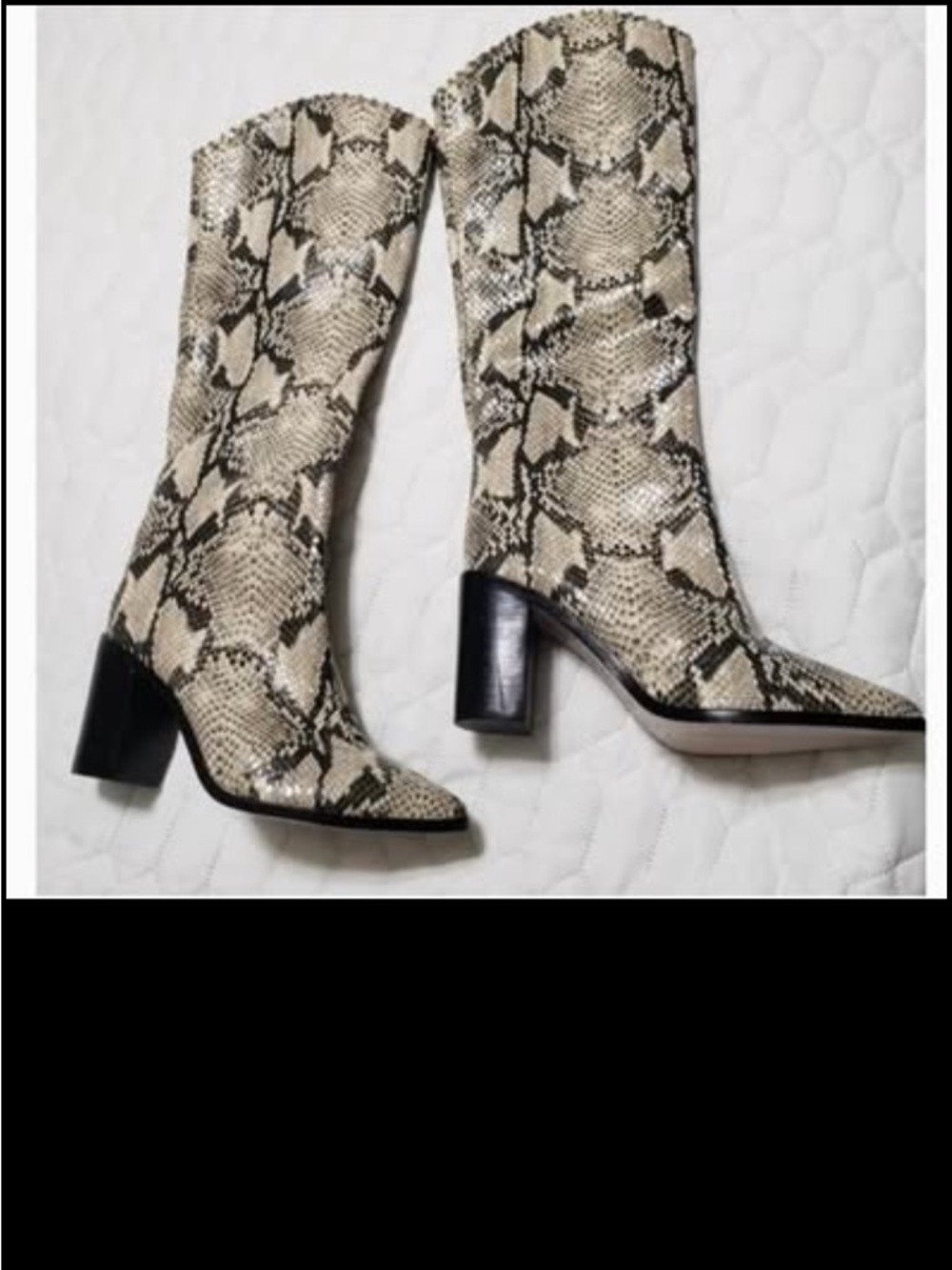 SCHUTZ Knee High Boots Valy Beige Snake-Embossed Leather
Size 5.5 Chains VGC